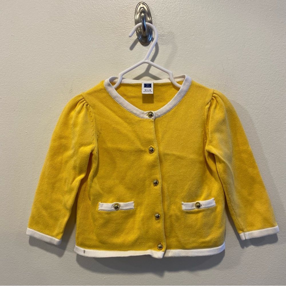 Janie and Jack cardigan girls size 12-18 months yellow gold buttons
